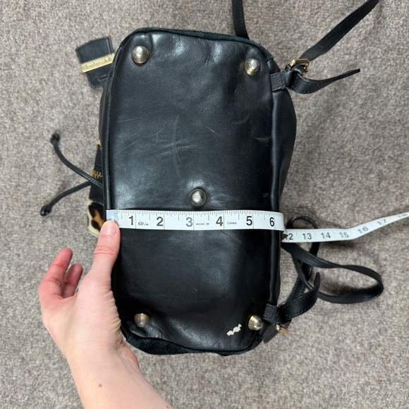 A. Bellucci Black Genuine Leather Suede Pony Hair Leopard Print Backpack Handbag main image 8